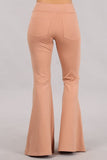 Chatoyant Ponte Flare Bell Bottoms with Pockets Pale Peach