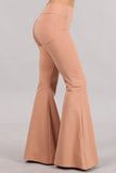 Chatoyant Plus Size Ponte Flare Bell Bottoms with Pockets Pale Peach