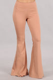 Chatoyant Plus Size Ponte Flare Bell Bottoms with Pockets Pale Peach