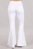Chatoyant Plus Size Ponte Flare Bell Bottoms with Pockets White