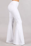 Chatoyant Plus Size Ponte Flare Bell Bottoms with Pockets White
