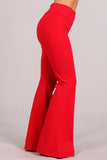 Chatoyant Plus Size Ponte Flare Bell Bottoms Rich Red