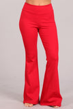 Chatoyant Plus Size Ponte Flare Bell Bottoms Rich Red