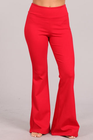 Chatoyant Ponte Flare Bell Bottoms Rich Red