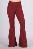 Chatoyant Plus Size Mineral Wash Seam Detail Bell Bottoms Burnt Clay