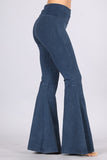 Chatoyant Mineral Wash Seam Detail Bell Bottoms Charcoal Navy