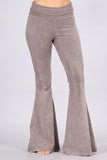Chatoyant Plus Size Mineral Wash Seam Detail Bell Bottoms Desert Taupe