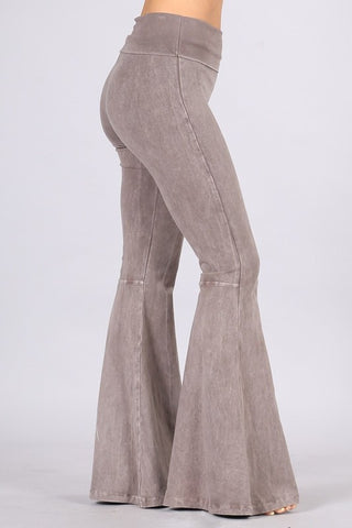 Chatoyant Mineral Wash Seam Detail Bell Bottoms Desert Taupe