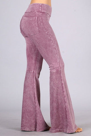 Chatoyant Plus Size Mineral Wash French Terry Pants Dusty Rose