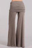 Chatoyant Wide Leg Fold Over Pants Taupe Brown
