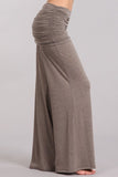 Chatoyant Wide Leg Fold Over Pants Taupe Brown