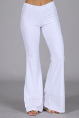 Chatoyant Eyelet Stretch Pants White