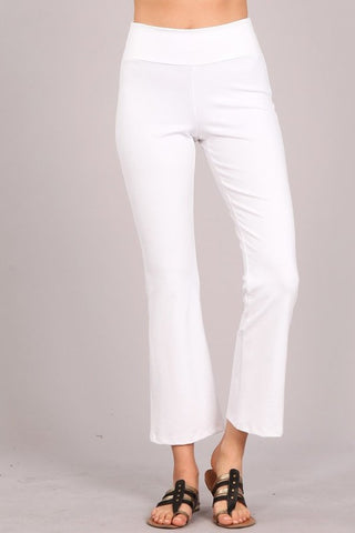 Chatoyant Plus Size Versatile Cropped Pants White