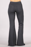 Chatoyant Plus Size Flared Bell Pants With Frayed Fringe Charcoal