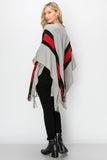 Kimberly C. Fringe Sweater Kimono Beige Color Block One Size