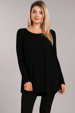 Chatoyant Casual and Cozy Tunic Top Black