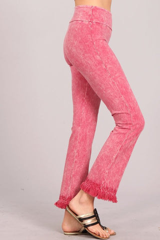 Chatoyant Mineral Wash Ankle Length Crochet Fringe Pink