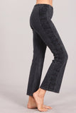Chatoyant Crop Bell Bottoms With Side Snake Print Dark Ash Gray