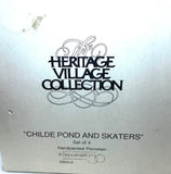 Department 56 Heritage Collection "Childe Pond and Skaters 4Pc Set