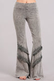 Chatoyant Double Fringe Bell Bottoms Taupe Gray