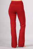 Chatoyant Plus Size Fold Over Waist Yoga Pants Red