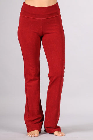 Chatoyant Plus Size Fold Over Waist Yoga Pants Red