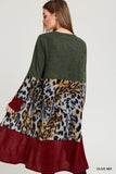 🦋 Jodifl Color Block and Leopard Print Cardigan Olive🦋