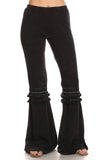 Chatoyant Mineral Washed Bell Bottoms with Fringed Crochet Lace Black