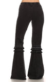 Chatoyant Mineral Washed Bell Bottoms with Fringed Crochet Lace Black