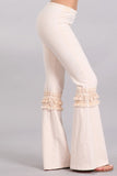 Chatoyant Mineral Washed Bell Bottoms with Fringed Crochet Lace Nude