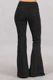 Chatoyant Mineral Wash Seam Detail Bell Bottoms Black