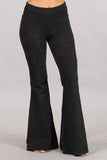 Chatoyant Plus Size Mineral Wash Seam Detail Bell Bottoms Black