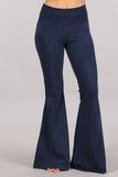 Chatoyant Plus Size Mineral Wash Seam Detail Bell Bottoms Electric Blue