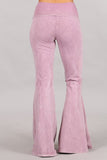 Chatoyant Plus Size Mineral Wash Seam Detail Bell Bottoms Lt. Pink