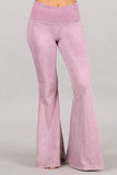 Chatoyant Plus Size Mineral Wash Seam Detail Bell Bottoms Lt. Pink