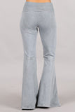 Chatoyant Plus Size Mineral Wash Seam Detail Bell Bottoms Silver