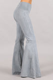 Chatoyant Mineral Wash Seam Detail Bell Bottoms Silver