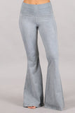 Chatoyant Mineral Wash Seam Detail Bell Bottoms Silver