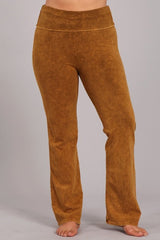 Chatoyant Plus Size Fold Over Waist Yoga Pants Butterscotch