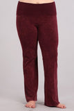 Chatoyant Plus Size Fold Over Waist Yoga Pants Burgundy