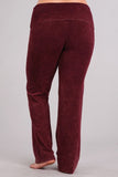 Chatoyant Plus Size Fold Over Waist Yoga Pants Burgundy
