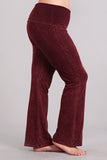 Chatoyant Plus Size Fold Over Waist Yoga Pants Burgundy