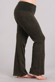 Chatoyant Plus Size Fold Over Waist Yoga Pants Dark Moss