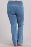 Chatoyant Plus Size Fold Over Waist Yoga Pants Lt. Denim