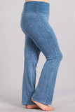 Chatoyant Plus Size Fold Over Waist Yoga Pants Lt. Denim