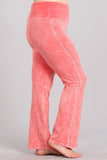 Chatoyant Plus Size Fold Over Waist Yoga Pants  Peach