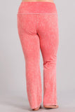 Chatoyant Plus Size Fold Over Waist Yoga Pants  Peach