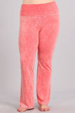Chatoyant Plus Size Fold Over Waist Yoga Pants  Peach