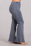 Chatoyant Plus Size Mineral Wash Bell Bottoms Blue Gray