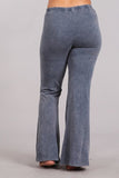 Chatoyant Plus Size Mineral Wash Bell Bottoms Blue Gray